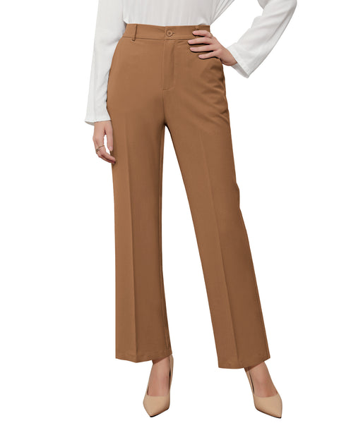 GRAPENT Pants for Women Work High Waisted Dress Pants Business Casual Relaxed Fit Straight Leg Elastic Waist Trousers