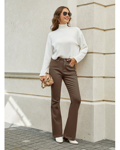 GRAPENT Bootcut Jeans for Women High Waist Stretchy Fleece Lined Pants Flare Jeans Denim Thermal Pants Winter Clothes