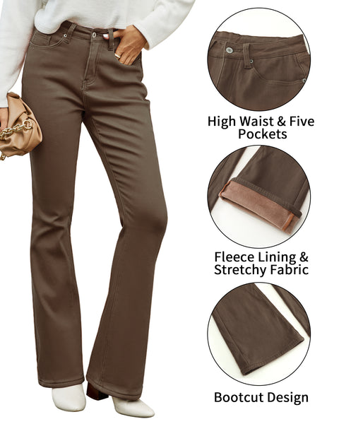 GRAPENT Bootcut Jeans for Women High Waist Stretchy Fleece Lined Pants Flare Jeans Denim Thermal Pants Winter Clothes