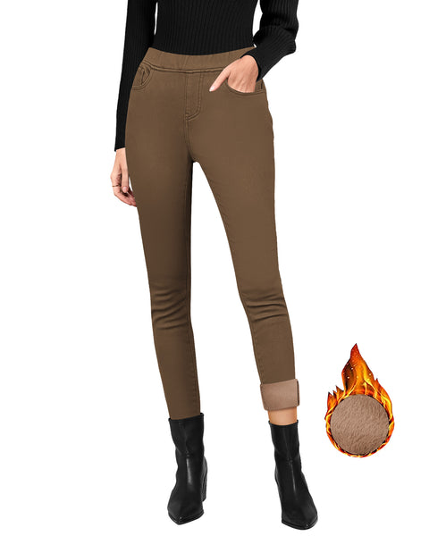 GRAPENT Jeans for Women High Waisted Pull On Fleece Lined Leggings Stretchy Denim Skinny Jeggings Thermal Winter Pants