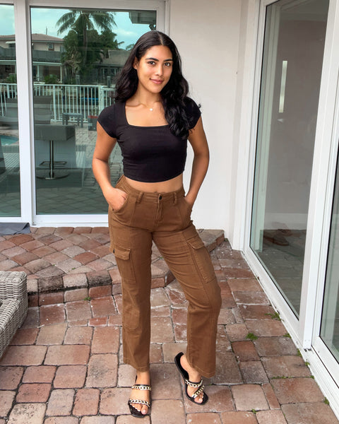 GRAPENT Womens Cargo Pants Casual High Waisted Baggy Stretch Straight Leg Trousers Western Outfit Y2K Pants with Pockets