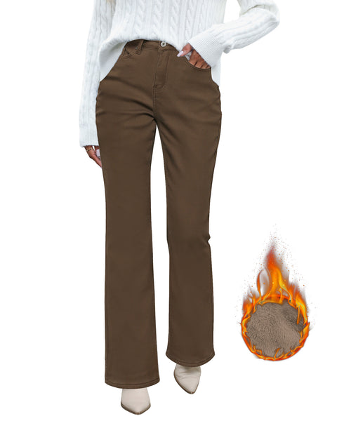 GRAPENT Bootcut Jeans for Women High Waist Stretchy Fleece Lined Pants Flare Jeans Denim Thermal Pants Winter Clothes