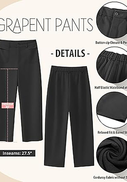 GRAPENT Barrel Pants for Women High Waisted Corduroy Elastic Waist Trendy Loose Casual Fall Trousers Pants with Pockets