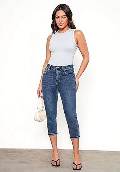 GRAPENT Capris Jeans for Women High Waisted Skinny Stretchy Denim Capri Pants Casual Cropped Jeggings Trousers