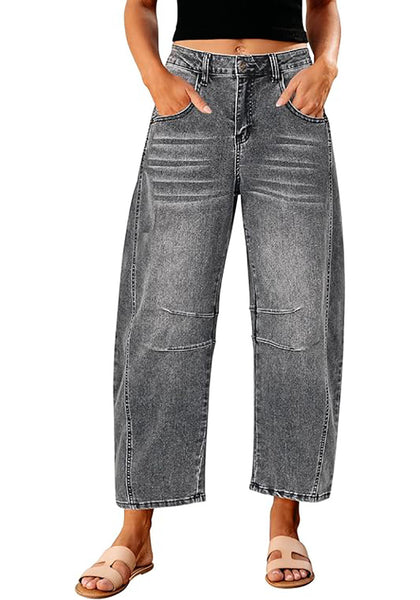GRAPENT Barrel Jeans for Women Trendy High Waisted Wide Leg Baggy Cropped Relax Fit Stretch Denim Trouser Ankle Pants