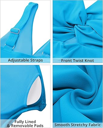 GRAPENT Bikini Tops for Women Cropped Tankini Tops Beach Padded Knot Twist Cut Out Adjustable Tank Swimwear Top Only