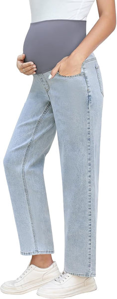 Grapent Women's Patchwork Low Rise Jean Denim 5-pocket Mom Pant Maternity