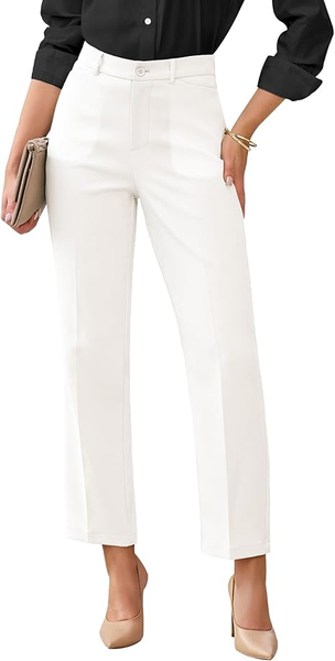 GRAPENT Womens Dress Pants Business Casual Ankle Straight Leg Trousers Elastic Waist Office Work Pants with Pockets