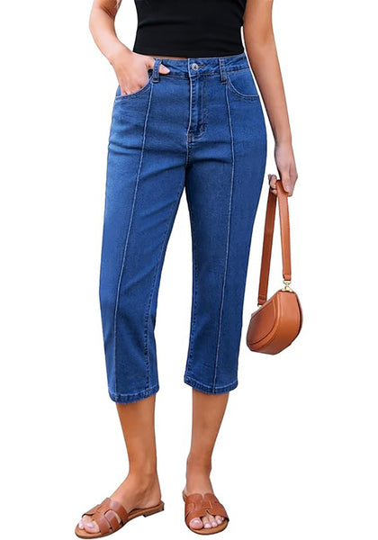 GRAPENT Women's Sculpting Denim Capri Skinny Jean Slim Stretch