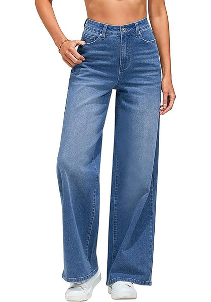 GRAPENT Wide Leg Jeans for Women Trendy High Waisted Stretchy Denim Pants 90s Baggy Jeans Trouser Jeans with Pockets