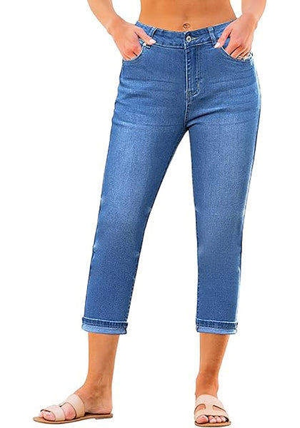 GRAPENT Capris Jeans for Women High Waisted Skinny Stretchy Denim Capri Pants Casual Cropped Jeggings Trousers