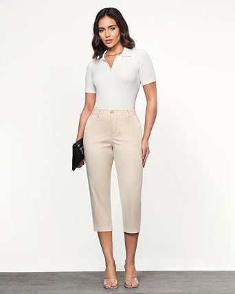 Grapent Women's Capri Straight Lounge Pants Outdoor Breathable Cotton Durable Regular Cropped Trousers