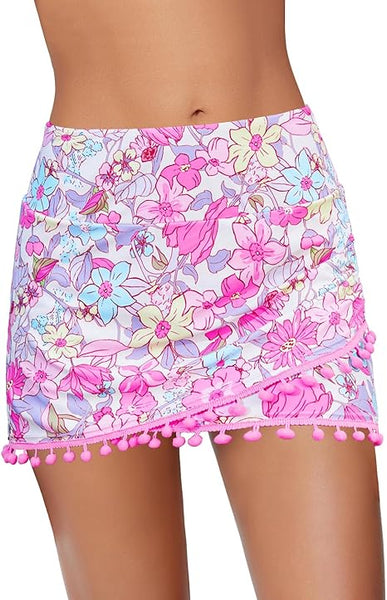 GRAPENT Women's High Waist Tulip Hem Shirring Swim Skirt Swimsuit Bikini Bottom