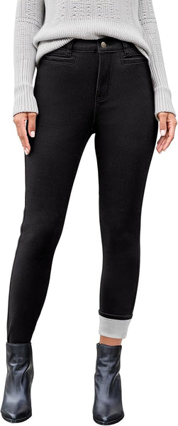 GRAPENT Fleece Lined Jeans for Women High Waisted Skinny Welt Pocket Winter Stretchy Denim Pants Warm Thermal Jeggings