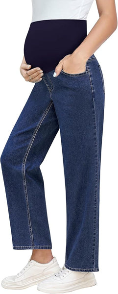 Grapent Women's Patchwork Low Rise Jean Denim 5-pocket Mom Pant Maternity