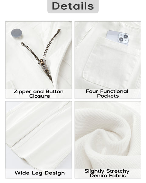 GRAPENT Wide Leg Jeans for Women High Waisted Straight Leg Stretchy Cropped Denim Pants with Pockets Jean Trousers