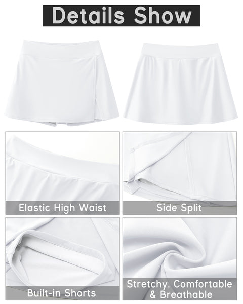 GRAPENT Swim Skirt Bottoms for Women High Waisted Bikini Swimsuit Bottom Side Split Bathing Suit Skirts with Boyshorts