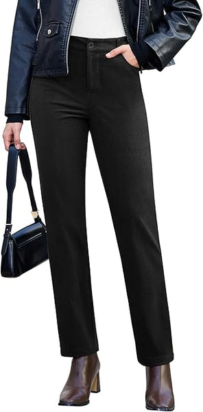 GRAPENT Corduroy Pants for Women High Wasited Straight Leg Elastic Waist Stretchy Casual Work Pants Fall Winter Trousers