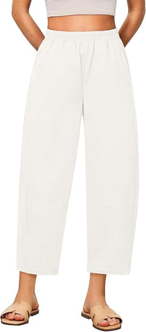 GRAPENT Women Wide Leg Elastic Waist Soft High Waist Loose Long Pants