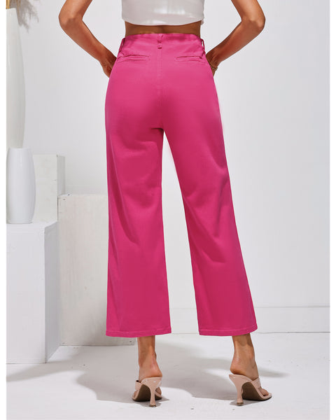 GRAPENT Wide Leg Jeans for Women High Waisted Straight Leg Stretchy Cropped Denim Pants with Pockets Jean Trousers