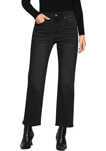 GRAPENT Straight Leg Jeans for Women High Waisted Trendy Ankle Length Forward Seams Stretchy Denim Pants Baggy Jeans