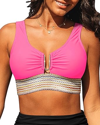 GRAPENT Women's Padded Scoop Neck Bikinis Top Swimsuit Cover Up Styles