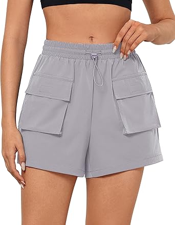 GRAPENT Women's High Rise Pocket Sports Drawstring Shorts Lightweight Casual Athletic