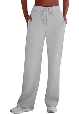 Women's Casual Elastic Waist Full Length High Waist Pocket Relaxed Fit Stretch Wide Leg Pants