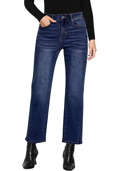 GRAPENT Straight Leg Jeans for Women High Waisted Trendy Ankle Length Forward Seams Stretchy Denim Pants Baggy Jeans