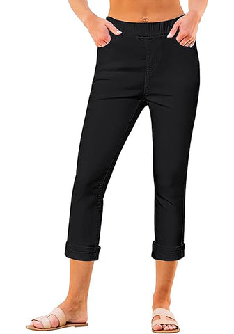 GRAPENT Jean Capris for Women High Waisted Jeans Crop Denim Capri Cuffed Hem Denim Pants