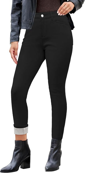 GRAPENT Fleece Lined Jeans for Women Trendy High Waisted Skinny Winter Stretchy Denim Pants Ankle Warm Thermal Jeggings