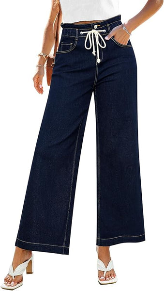 GRAPENT Wide Leg Jeans for Women Stretch High Wasited Elastic Waist Bell Bottom Baggy Y2K Pants