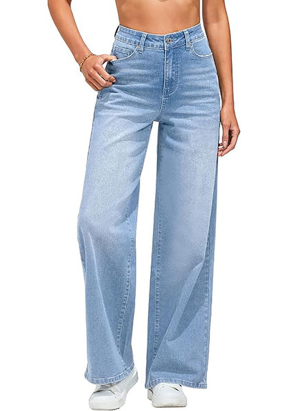 GRAPENT Wide Leg Jeans for Women Trendy High Waisted Stretchy Denim Pants 90s Baggy Jeans Trouser Jeans with Pockets
