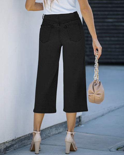 GRAPENT Jean Capris for Women Wide Leg Jeans High Waisted Crop Denim Capri Pants Stretchy Baggy