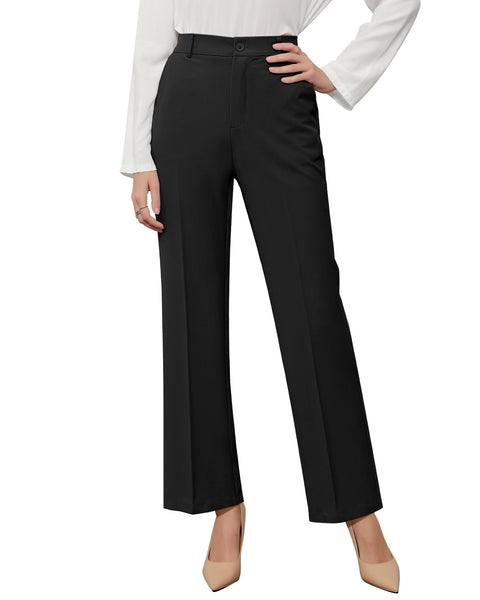 GRAPENT Pants for Women Work High Waisted Dress Pants Business Casual Relaxed Fit Straight Leg Elastic Waist Trousers