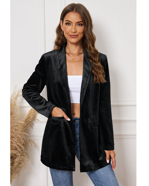 GRAPENT Velvet Blazers Jackets for Women Business Casual Oversized Long Suit Jacket Dressy Cardigan Blazer Work Office