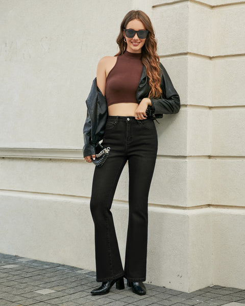 GRAPENT Bootcut Jeans for Women High Waist Stretchy Fleece Lined Pants Flare Jeans Denim Thermal Pants Winter Clothes