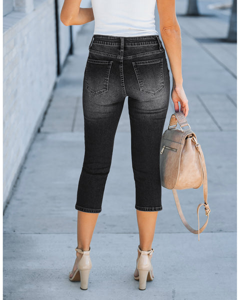 GRAPENT Capris Jeans for Women High Waisted Stretchy Ripped Skinny Denim Capri Pants Distressed Cropped Jeggings Casual