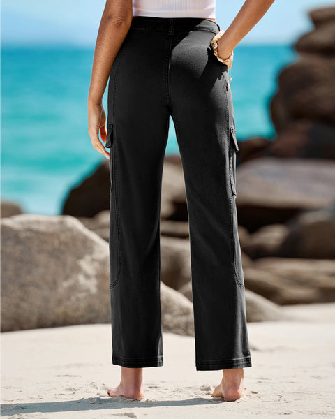 GRAPENT Womens Cargo Pants Casual High Waisted Baggy Stretch Straight Leg Trousers Western Outfit Y2K Pants with Pockets