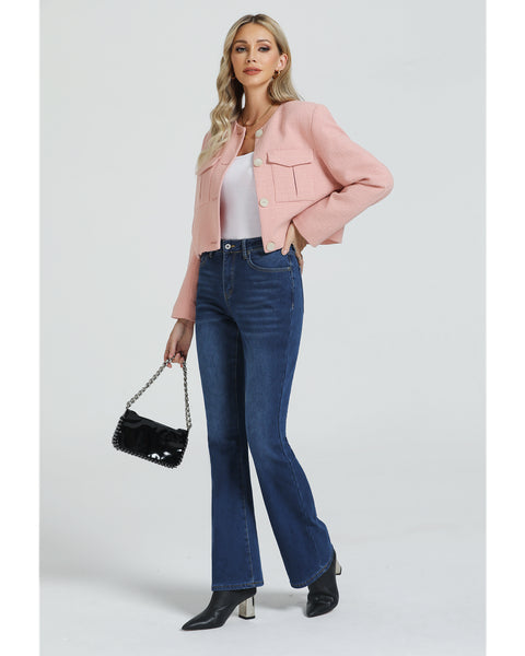 GRAPENT Bootcut Jeans for Women High Waist Stretchy Fleece Lined Pants Flare Jeans Denim Thermal Pants Winter Clothes