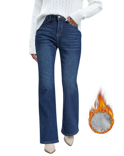 GRAPENT Bootcut Jeans for Women High Waist Stretchy Fleece Lined Pants Flare Jeans Denim Thermal Pants Winter Clothes