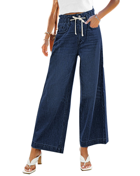 GRAPENT Wide Leg Jeans for Women Stretch High Wasited Elastic Waist Bell Bottom Baggy Y2K Pants