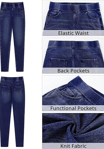 GRAPENT Skinny Jeans for Women Trendy High Waisted Pull On Elastic Waist Soft Stretchy Denim Pants Sweatpant Jeggings