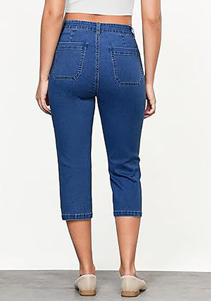 GRAPENT Women's Sculpting Denim Capri Skinny Jean Slim Stretch