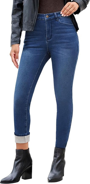 GRAPENT Fleece Lined Jeans for Women Trendy High Waisted Skinny Winter Stretchy Denim Pants Ankle Warm Thermal Jeggings