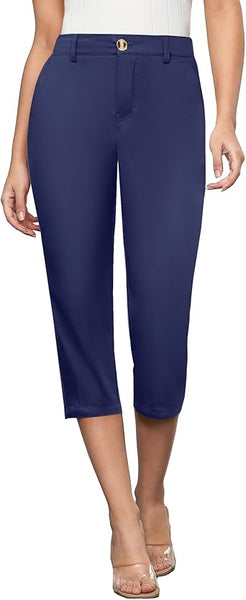 Grapent Women's Capri Straight Lounge Pants Outdoor Breathable Cotton Durable Regular Cropped Trousers