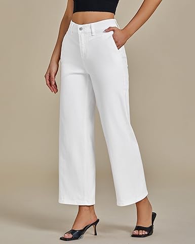 Grapent Women's Cowboy Jean Wide Leg Ankle Vintage Denim Pant Sculpting