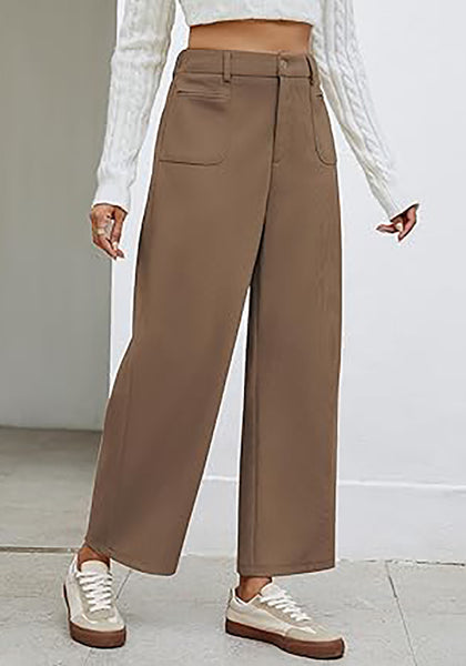 GRAPENT Barrel Pants for Women High Waisted Corduroy Elastic Waist Trendy Loose Casual Fall Trousers Pants with Pockets