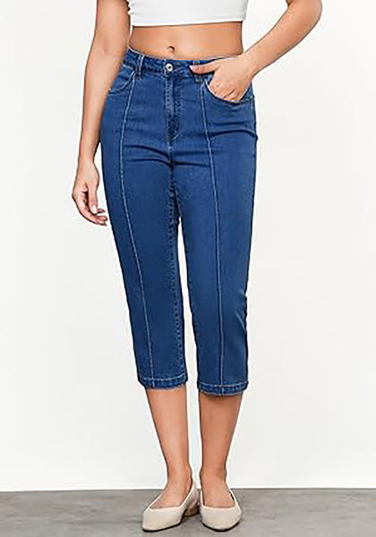 GRAPENT Women's Sculpting Denim Capri Skinny Jean Slim Stretch