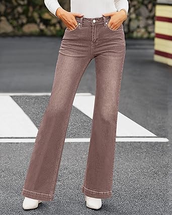 GRAPENT Womens Flare Jeans High Waisted Wide Leg Baggy Jean for Women Stretch Denim Pants